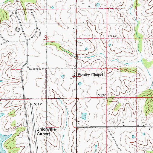 Topographic Map of Wesley Chapel, MO