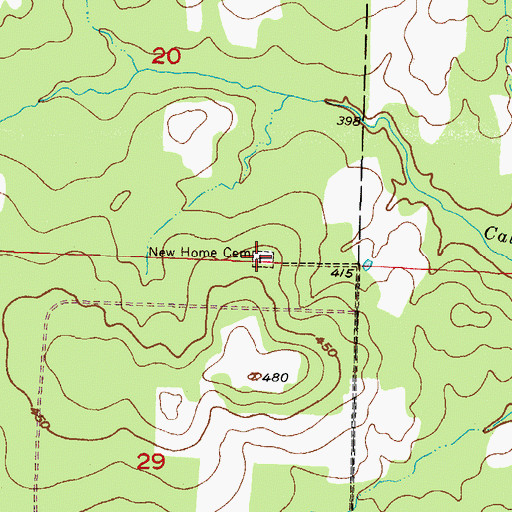 Topographic Map of New Home Cemetery, AR