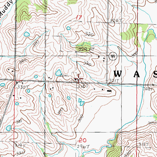 Topographic Map of Wesley Church, MO