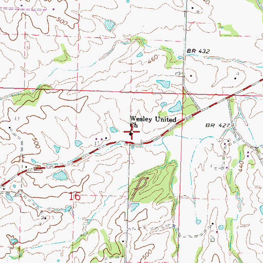 Topographic Map of Wesley United Church, MO