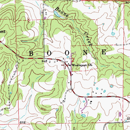 Topographic Map of Wesleyan Church, MO