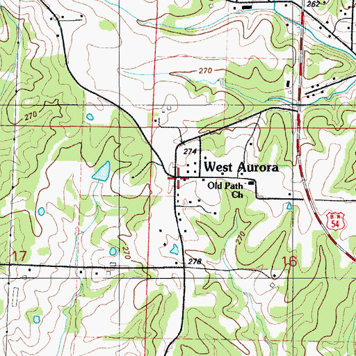 Topographic Map of West Aurora, MO