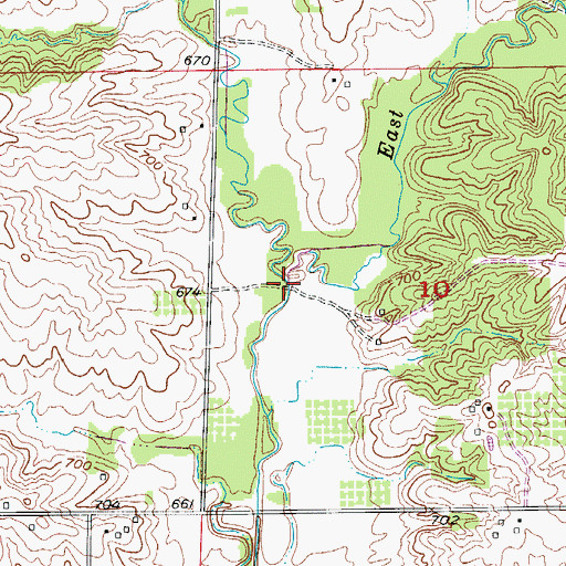 Topographic Map of West Bee Branch, MO