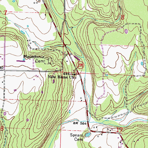 Topographic Map of New Home Church, AR