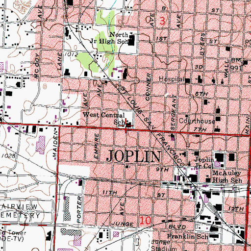 Topographic Map of West Central Elementary School, MO