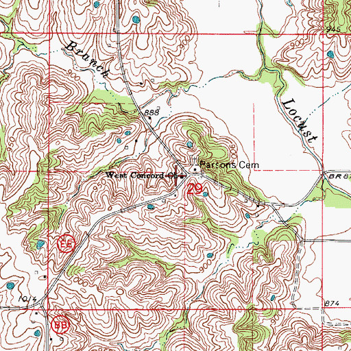 Topographic Map of West Concord Church, MO