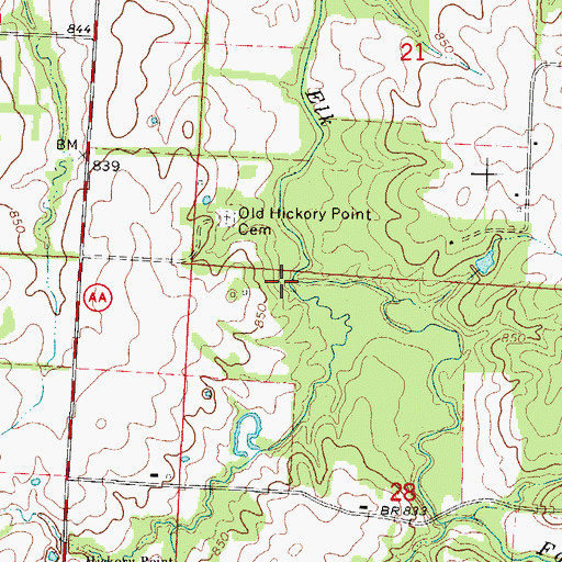 Topographic Map of West Elk Fork, MO