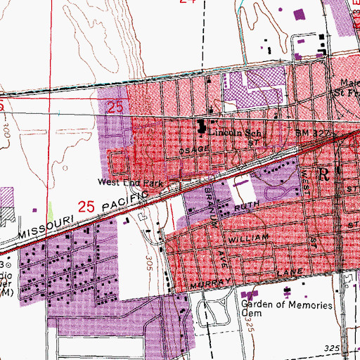 Topographic Map of West End Park, MO