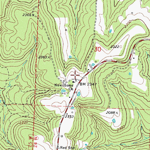 Topographic Map of New Home Church, AR