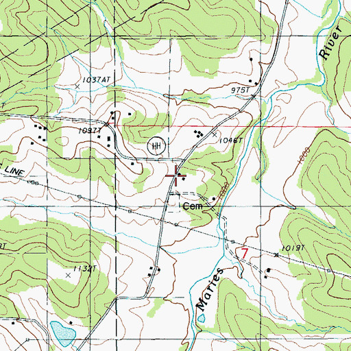 Topographic Map of West Fairview School, MO