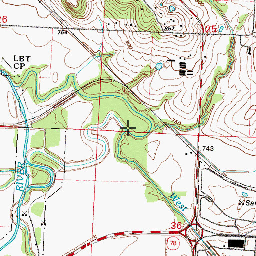 Topographic Map of West Fire Prairie Creek, MO