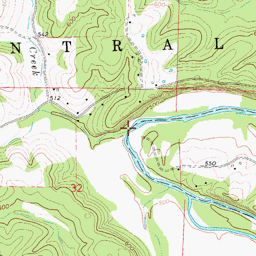 Topographic Map of West Fork Brush Creek, MO