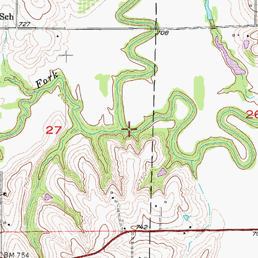 Topographic Map of West Fork Crooked River, MO
