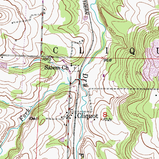 Topographic Map of West Fork Dry Fork, MO