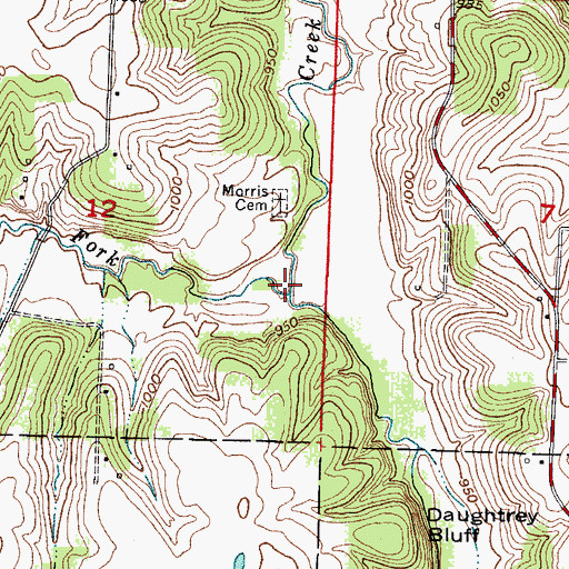Topographic Map of West Fork Limestone Creek, MO