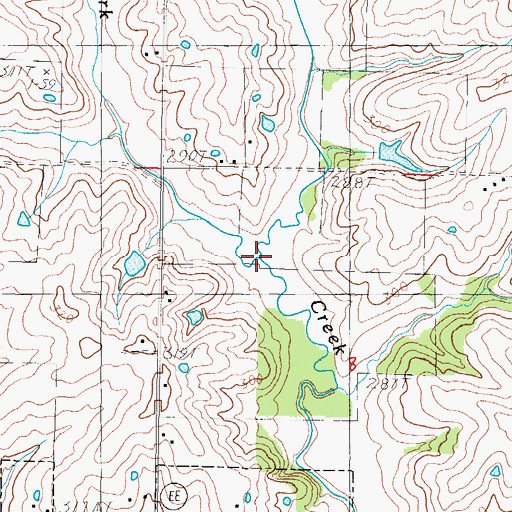 Topographic Map of West Fork Sampson Creek, MO
