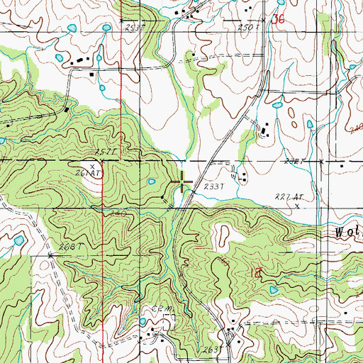 Topographic Map of West Fork Wolf Creek, MO