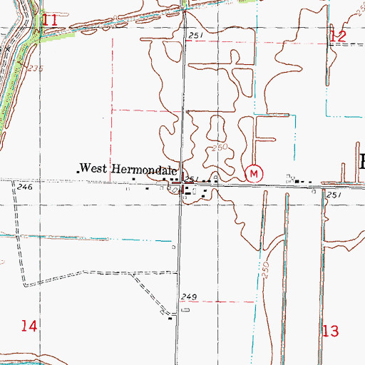 Topographic Map of West Hermondale, MO