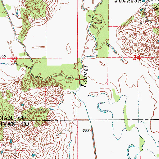 Topographic Map of West Locust Creek, MO