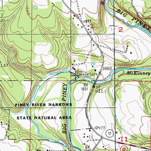 Topographic Map of Little Piney River, MO