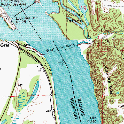 Topographic Map of West Point Ferry, IL