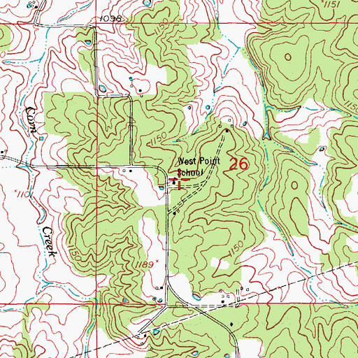 Topographic Map of West Point School, MO