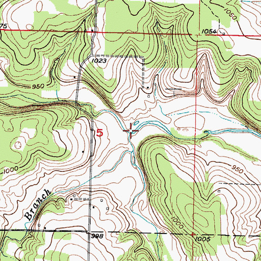 Topographic Map of West Prong Sons Creek, MO