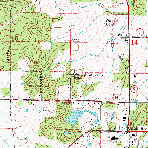 Topographic Map of West Shady Grove School, MO