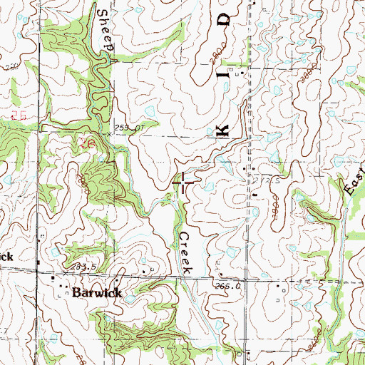 Topographic Map of West Sheep Creek, MO