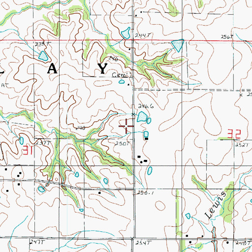 Topographic Map of West Strawberry School (historical), MO