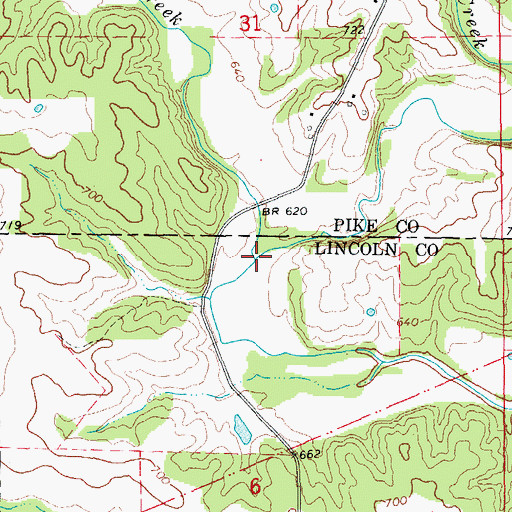 Topographic Map of West Sulphur Creek, MO