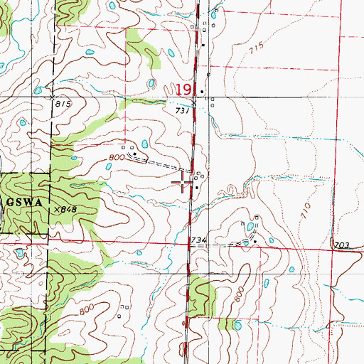 Topographic Map of West Valley School (historical), MO