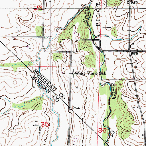 Topographic Map of West View School (historical), MO