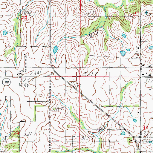 Topographic Map of West White School (historical), MO