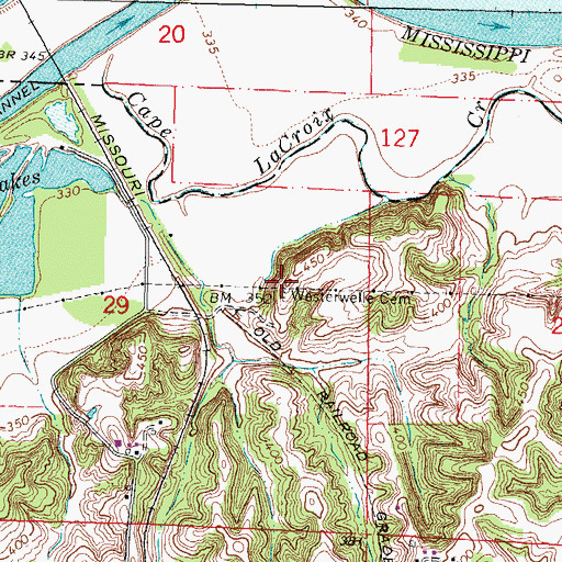 Topographic Map of Westerwell Cemetery, MO