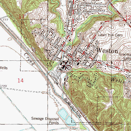 Topographic Map of Weston, MO