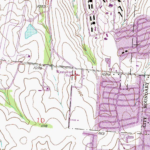 Topographic Map of Westover School (historical), MO