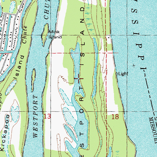 Topographic Map of Westport Island, MO