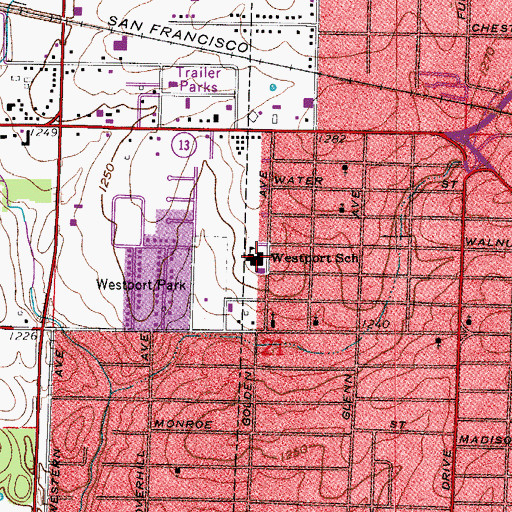 Topographic Map of Westport School, MO