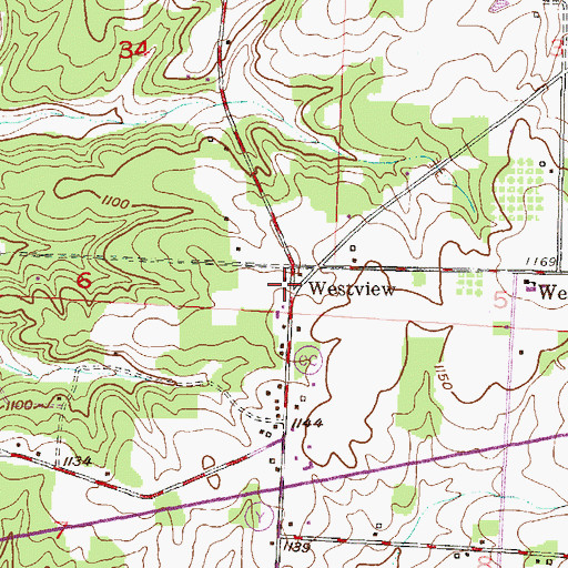 Topographic Map of Westview, MO