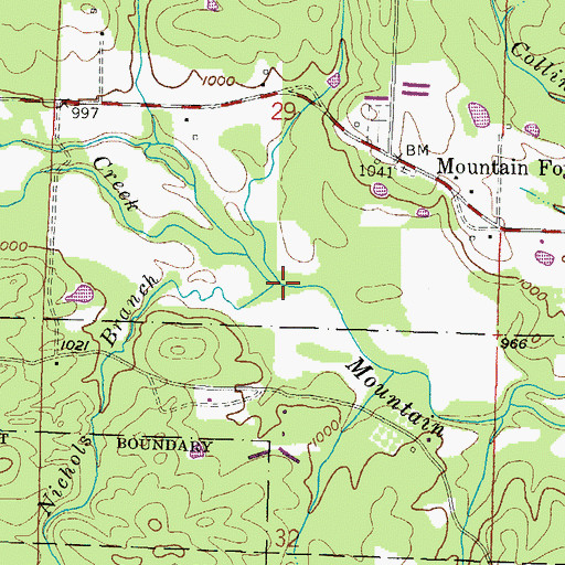 Topographic Map of Nichols Branch, AR