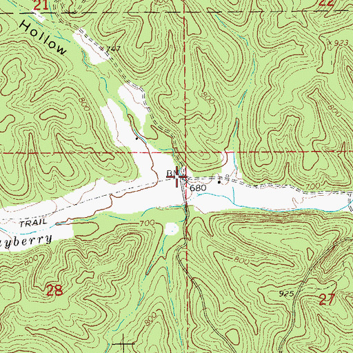 Topographic Map of Wet Hollow, MO