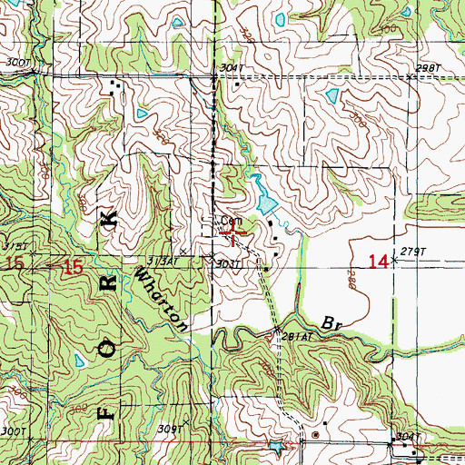 Topographic Map of Wharton Cemetery, MO