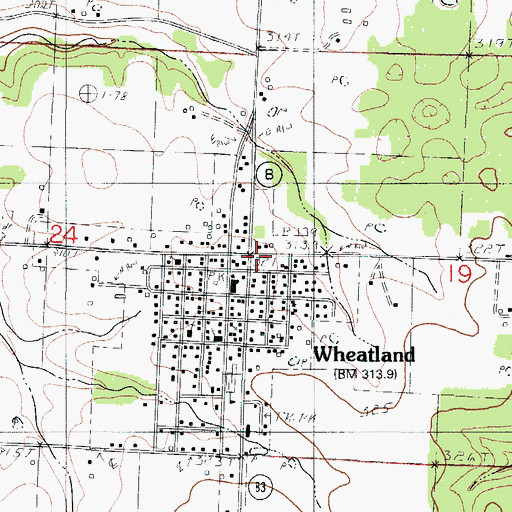 Topographic Map of Wheatland, MO