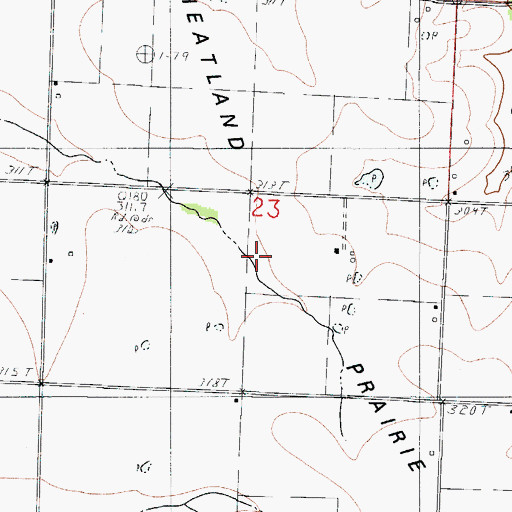 Topographic Map of Wheatland Prairie, MO