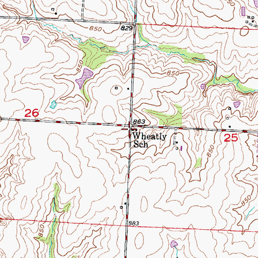 Topographic Map of Wheatly School (historical), MO