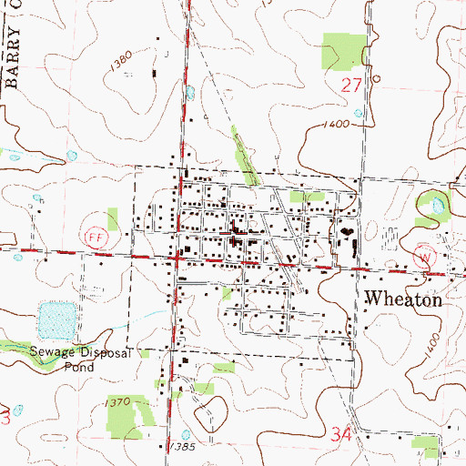 Topographic Map of Wheaton, MO