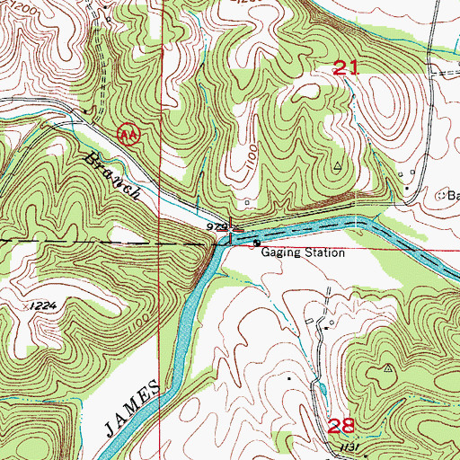 Topographic Map of Wheeler Branch, MO
