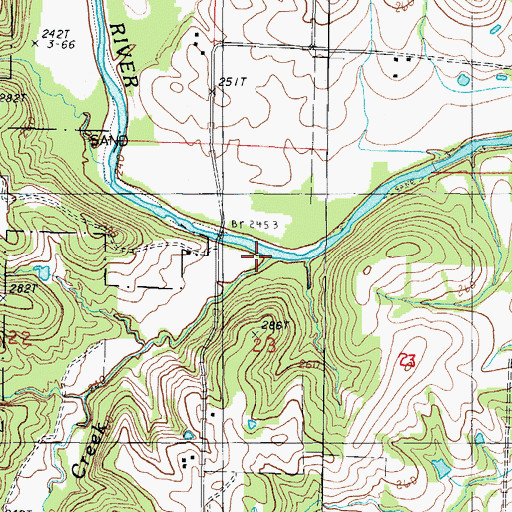 Topographic Map of Wheeler Creek, MO