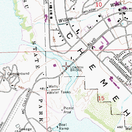 Topographic Map of London Bridge, AZ